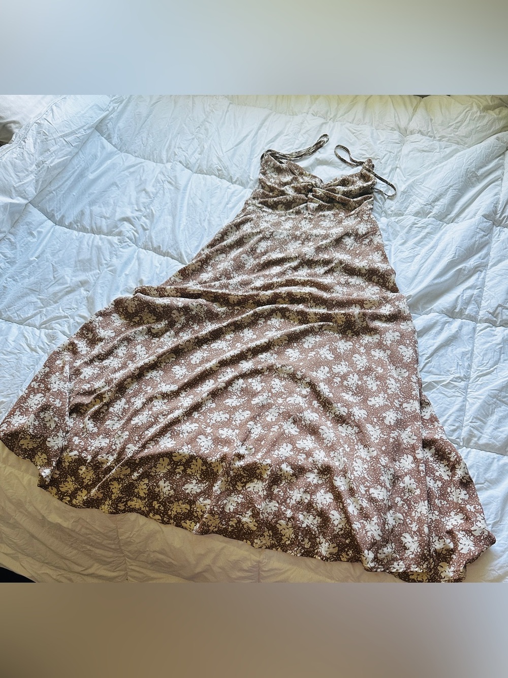 Lulu's light brown Floral Backless Dress Women Large - Picture 1 of 5